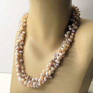 Pearl Cluster Necklace Bib Statement Pearl Necklace STATEMENT PEARL NECKLACE